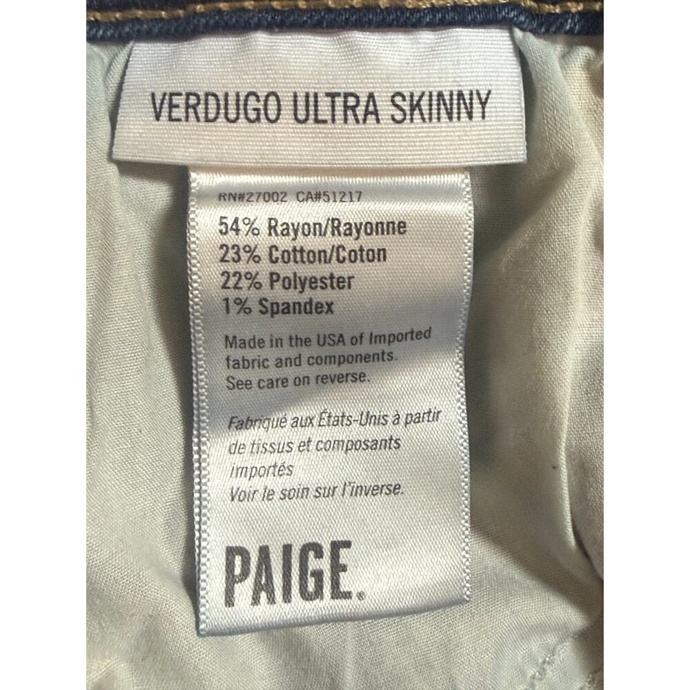 Paige Jeans Women's Verdugo Ultra Skinny Stretch Dark Wash Blue Denim Size 29 - Picture 8 of 8